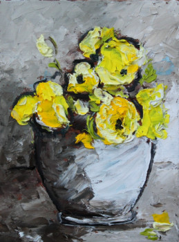 Named contemporary work « roses jaunes  », Made by BOURILLON KAO