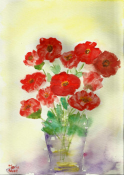 Named contemporary work « bouquet de coquelicots », Made by EMILIE LONGUET