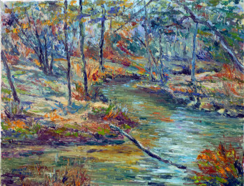 Named contemporary work « La rivière de Pont l'Abbé en automne », Made by MICHEL HAMELIN