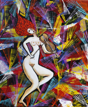 Named contemporary work « Woman playing violin », Made by MAYA MALAGA