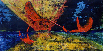 Named contemporary work « L'oiseau de feu », Made by MICHELINE DE WITTE