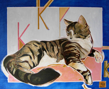 Contemporary work named « Kenzo, le chat », Created by DELALEUF