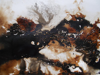 Named contemporary work « Encre de chine - sépia (14b) », Made by MARTINE MOREAU