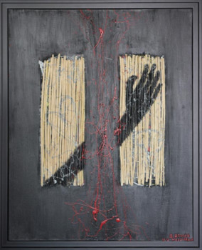 Named contemporary work « B. Boucau - Wood Blood (70x90) », Made by B. BOUCAU