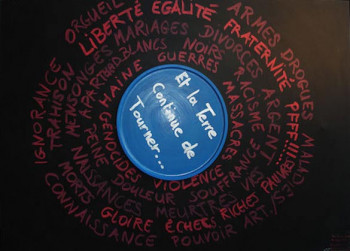 Named contemporary work « B. Boucau - Et La Terre Continue de Tourner (70x90) », Made by B. BOUCAU