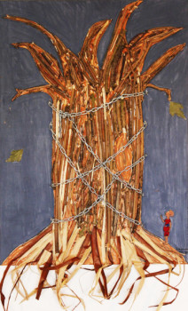 Named contemporary work « B. Boucau - Le Baobab Enchainé (110x65) », Made by B. BOUCAU