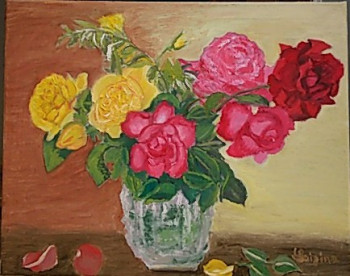 Named contemporary work « belles roses », Made by LUIGINA