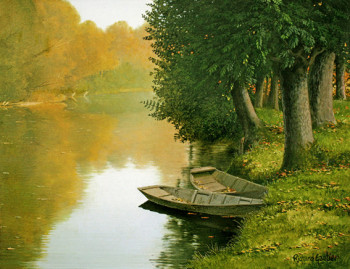 Named contemporary work « DEUX PLATES EN AUTOMNE (marais poitevin) 1 », Made by GAUTIER