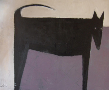 Named contemporary work « chien noir », Made by QUELLEC