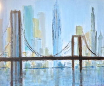 Named contemporary work « New-York blue and brown », Made by CHRISTIAN MENARD