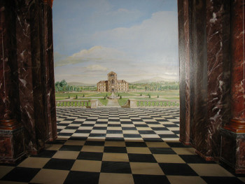 Named contemporary work « Château réalisé en trompe-l'oeil », Made by THIERRY HERR - ARTISTE PEINTRE DECORATEUR