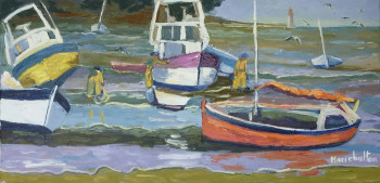Named contemporary work « Le port à marée basse », Made by MARICHALTON