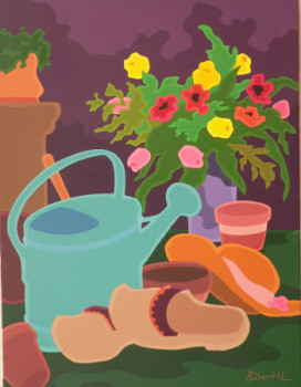 Named contemporary work « Nature morte à l'arrosoir », Made by DANIELL