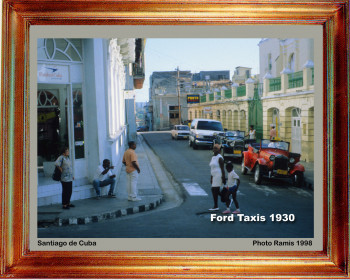 Named contemporary work « Cuba 1998 Taxis de 1930 », Made by EMILE RAMIS