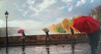 Named contemporary work « Paris sous la pluie », Made by COLOMBO