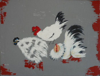 Named contemporary work « mes poules », Made by LARTDELATOILE