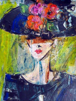 Named contemporary work « femme au chapeau  », Made by DAMIAN TIRADO