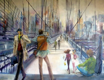 Named contemporary work « jour de fête Brooklyn Bridge », Made by DAMIAN TIRADO