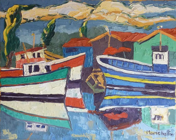Named contemporary work « Bateaux, cabanes, reflets », Made by MARICHALTON