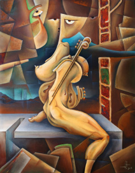 Named contemporary work « La musicienne », Made by HENRI TOROS