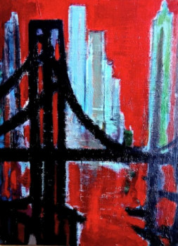 Named contemporary work « Brooklynn Bridge Rouge », Made by CHRISTIAN MENARD