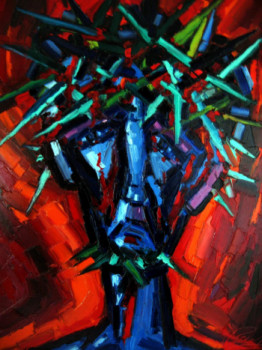 Named contemporary work « CHRIST AUX EPINES VERTES », Made by LILIANE PENIN