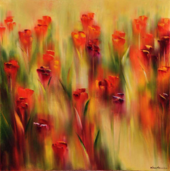 Named contemporary work « Tulipes rouges », Made by WARAVKA