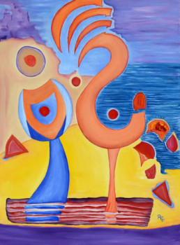 Named contemporary work « JEUX DE MER 2 », Made by RG