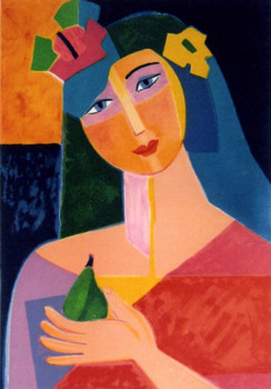 Named contemporary work « Leila à la poire », Made by FRANCE WAGNER