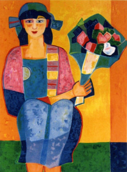 Named contemporary work « Bécassine au bouquet », Made by FRANCE WAGNER