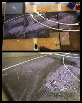 Named contemporary work « Purple  », Made by ALACHASSEAUXTRESORS