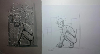 Named contemporary work « spiderman noir et blanc », Made by DC ARTWORK