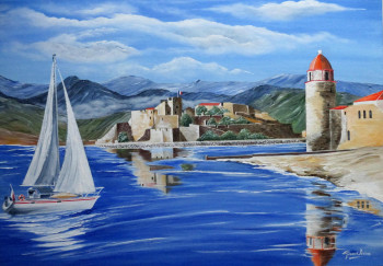 Named contemporary work « Voiles sur Collioure », Made by GéRARD PACROS