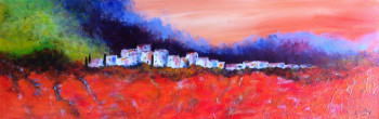 Named contemporary work « Village sur la falaise », Made by PATRICIA DELEY