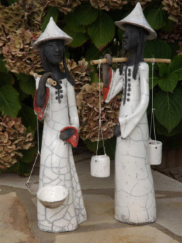 Named contemporary work « Couple de chinois porteur d'eau  », Made by ARTSCODY