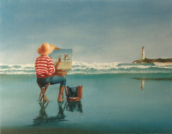 Contemporary work named « Peinture à la plage », Created by JOEL RIVIERE