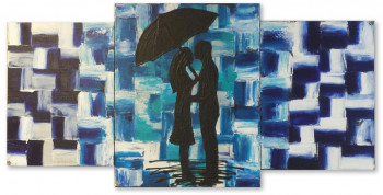 Named contemporary work « Couple sous la pluie », Made by SEIRA