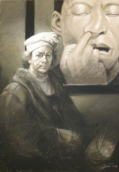 Named contemporary work « REMBRANDT ET YUE MINJUN », Made by BRUET