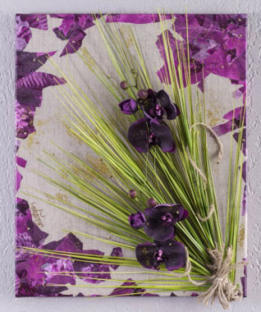 Named contemporary work « Orchidées sur lin », Made by NASTYA PERFILOVA