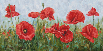 Named contemporary work « coquelicots 1 », Made by STEPANYUK ALINA