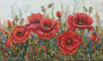 Named contemporary work « coquelicots 2 », Made by STEPANYUK ALINA