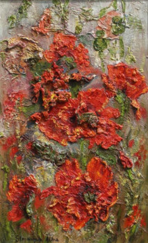 Named contemporary work « coquelicots 3 », Made by STEPANYUK ALINA