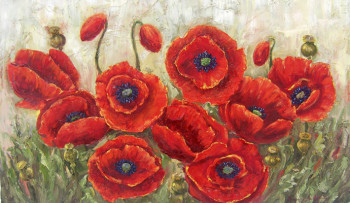 Named contemporary work « coquelicots 4 », Made by STEPANYUK ALINA