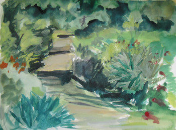 Named contemporary work « jardin et chemin 2 », Made by MIREILLE BREGOU