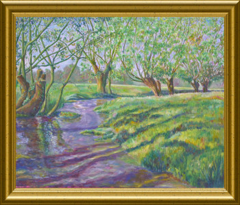 Named contemporary work « Le Crinchon au printemps à Rivière.  (60X73) », Made by ARTOIS