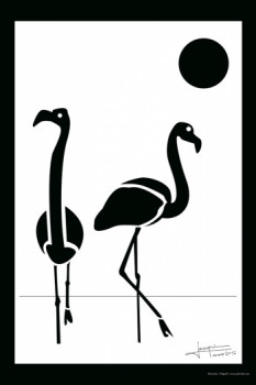 Named contemporary work « Les Flamands Roses N&B », Made by JOAQUIN VIDAL