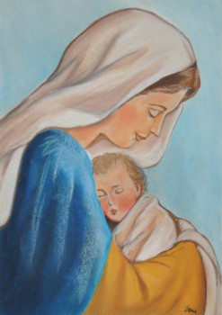 Named contemporary work « la vierge marie et son enfant », Made by AMANDINE RENAUD