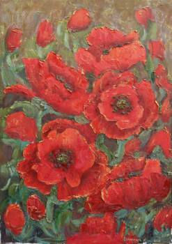 Named contemporary work « les coquelicots », Made by STEPANYUK ALINA