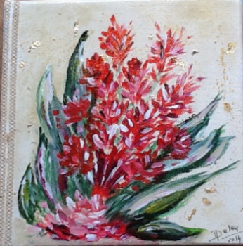 Named contemporary work « Fleurs rouges et dentelles », Made by PATRICIA DELEY