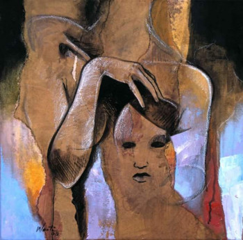 Named contemporary work « femme tenant une tête », Made by WANTI